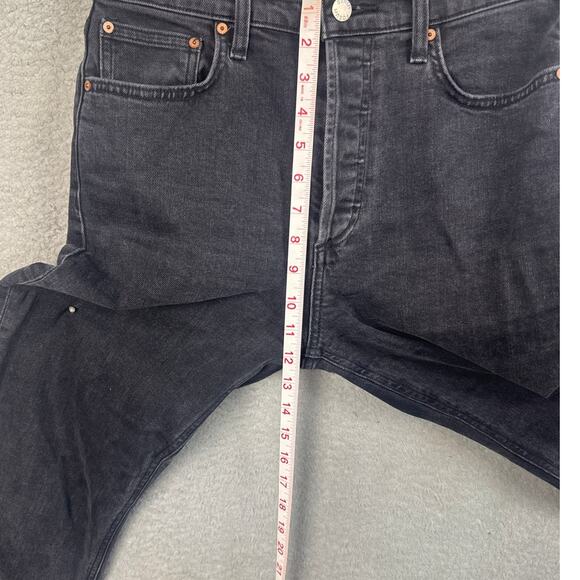 Aritzia Denim Forum Jeans The Arlo High Rise Straight Size 28 Black Wash Stretch - Picture 5 of 11